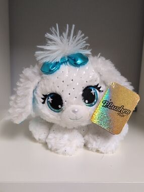 Gund P.Lushes Pets Bianca Blinds NWT New White Pup Blue Bow Eyes Ears